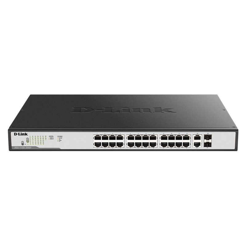 D-LINK DGS-1100-26MPV2 24 PORT GIGABIT 2X1GB SFP 2X1GB RJ45 COMBO YÖNETİLEBİLİR 370W POE SWITCH