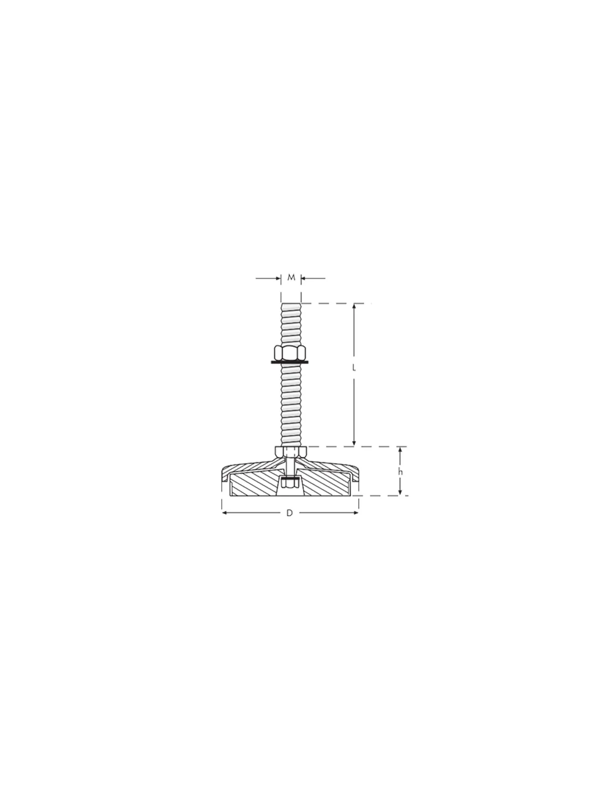 D80 M16x100 Kauçuk Taban Boyalı Makine Ayak SLB Seri