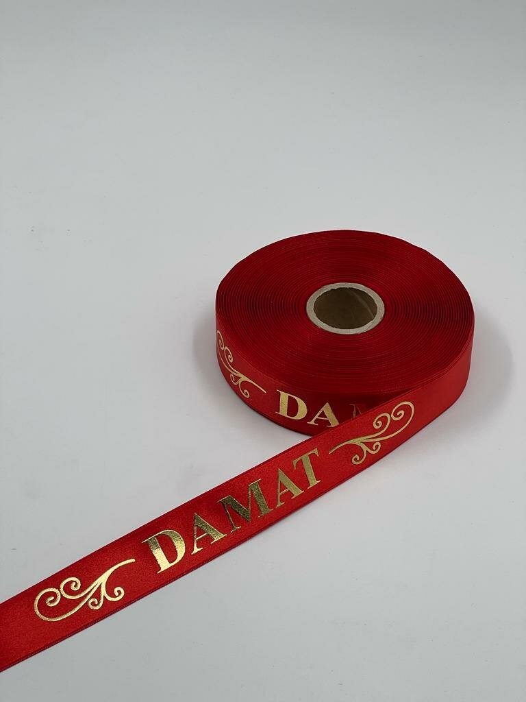 Damat Baskılı Kol Kurdelesi - Kırmızı - 1 TOP - 50 METRE
