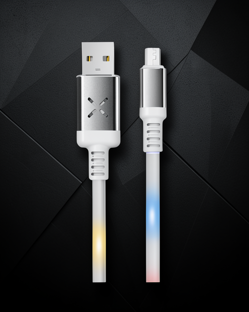 Dc09 Ses Duyarlı Işıklı Micro Usb Kablo 1m 2a - Beyaz