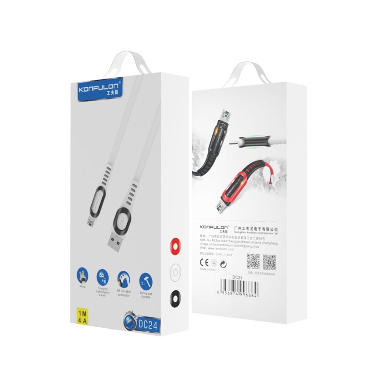 DC24 Micro USB Kablo 1.2M 4A - Siyah