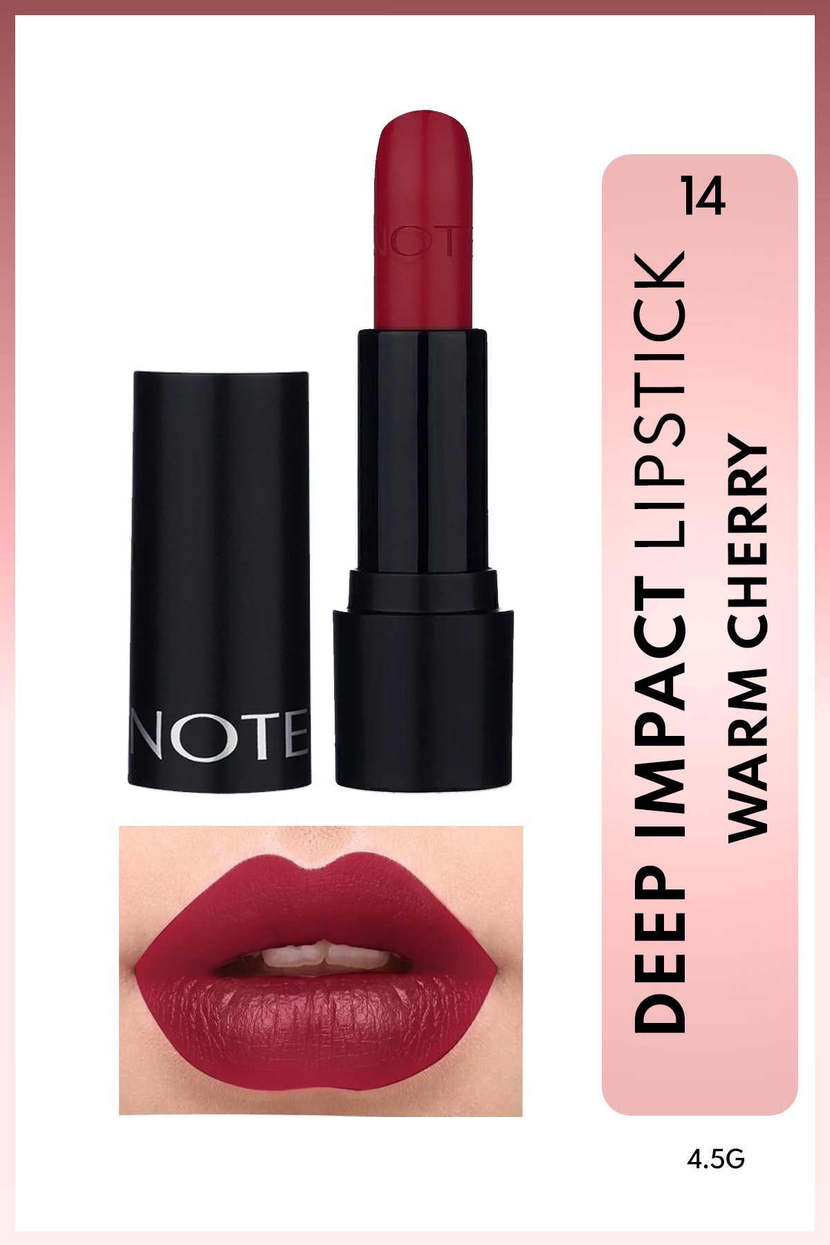 Deep Impact Lipstick 14 Warm Cherry Kremsi Dokulu Yarı Parlak Ruj - Kırmızı