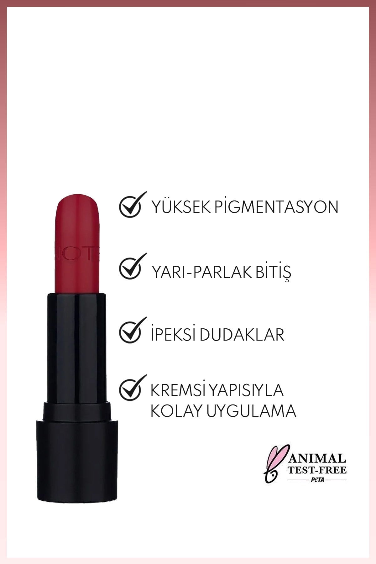 Deep Impact Lipstick 14 Warm Cherry Kremsi Dokulu Yarı Parlak Ruj - Kırmızı