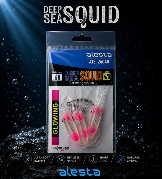 Deep Sea Squid 3 lü Sübye Çapari X0297 3K 7cm 0.60 #4/0 Glow Pink A18-24040