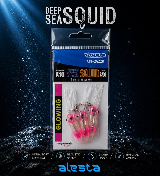 Deep Sea Squid 3 lü Sübye Çapari X0297 3K 7cm 0.50 #2/0 Glow Pink A18-24020