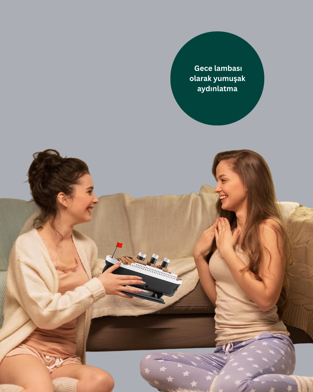 Dekoratif Gemi Modeli 7 Renk Işıklı Hava Nemlendirici ve Oda Kokusu Difüzörü Yeni Nesil