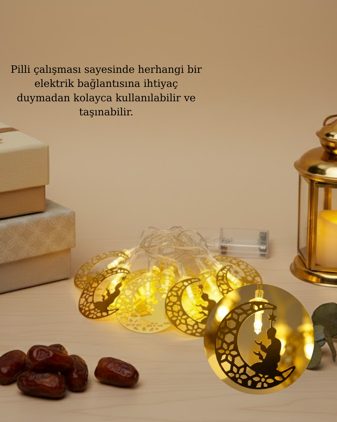 Dekoratif Ramazan Ay Işığı Secde Eden Adam Figürlü