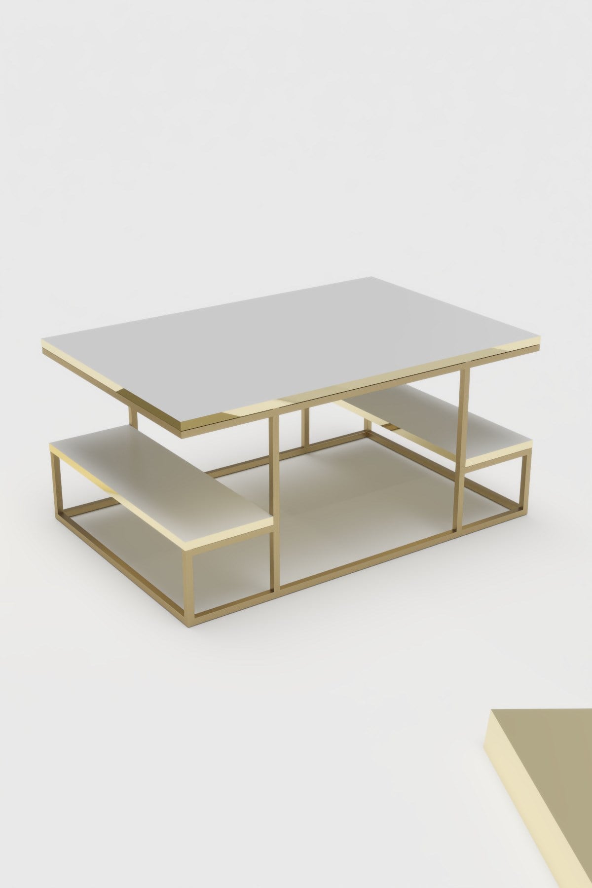 Delux Orta Sehpa Gold Beyaz 90x60 cm