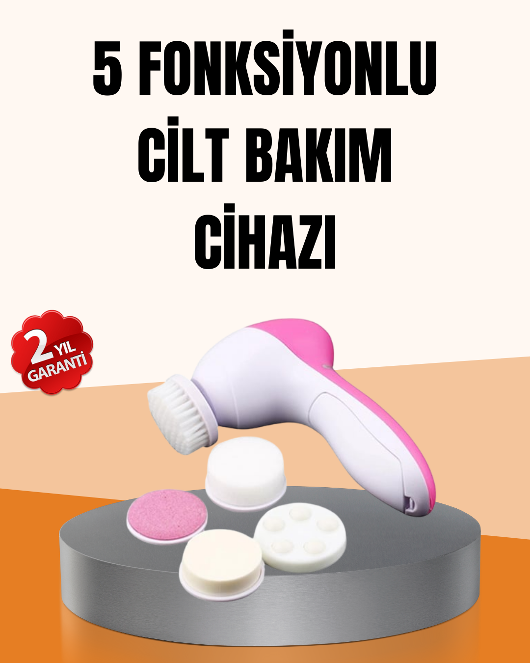 Derin Temizleme ve Masaj İçin 5 Başlıklı Yüz Cilt Bakım Aleti