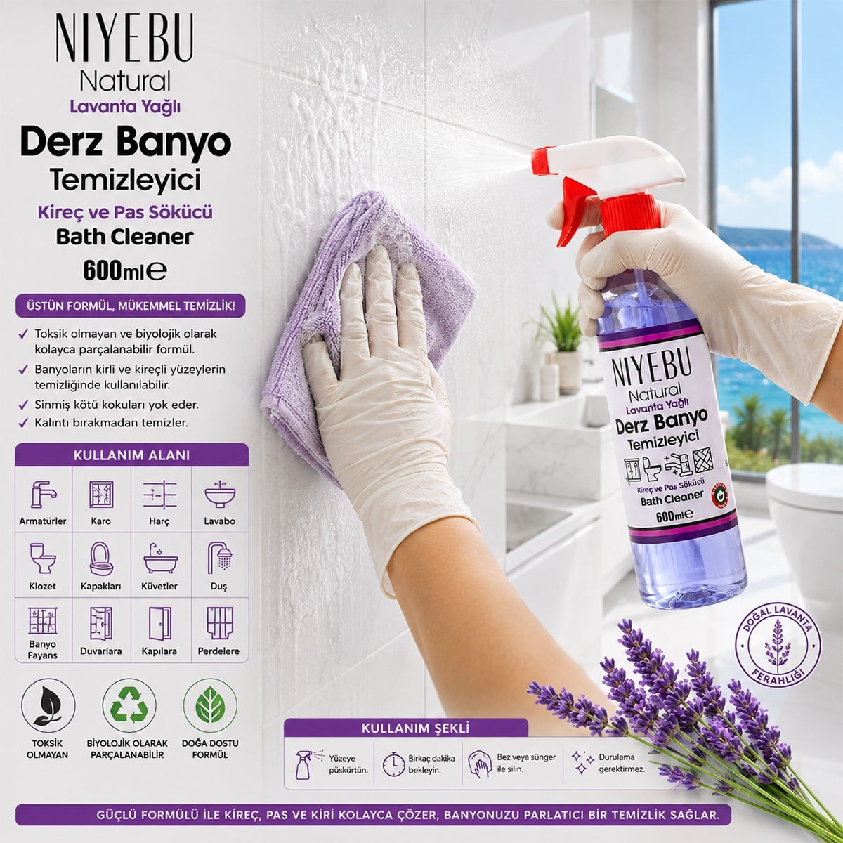 Derz ve Banyo Temizleyici Lavanta Yağlı 600 ml