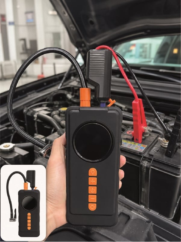 Dijital Araç Kompresörü 4 Fonksiyonlu Akü Takviye Lastik Şişirme Powerbank ve LED El Feneri