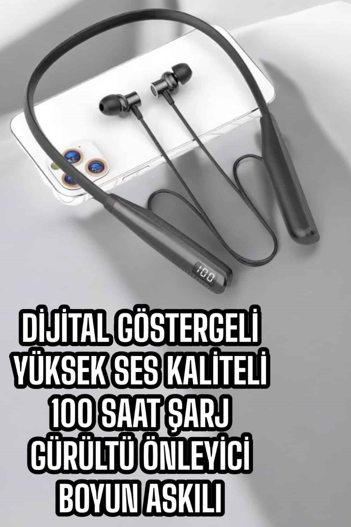 Dijital Batarya Göstergeli Bluetooth Özellikli Boyun Askılı Kulaklık