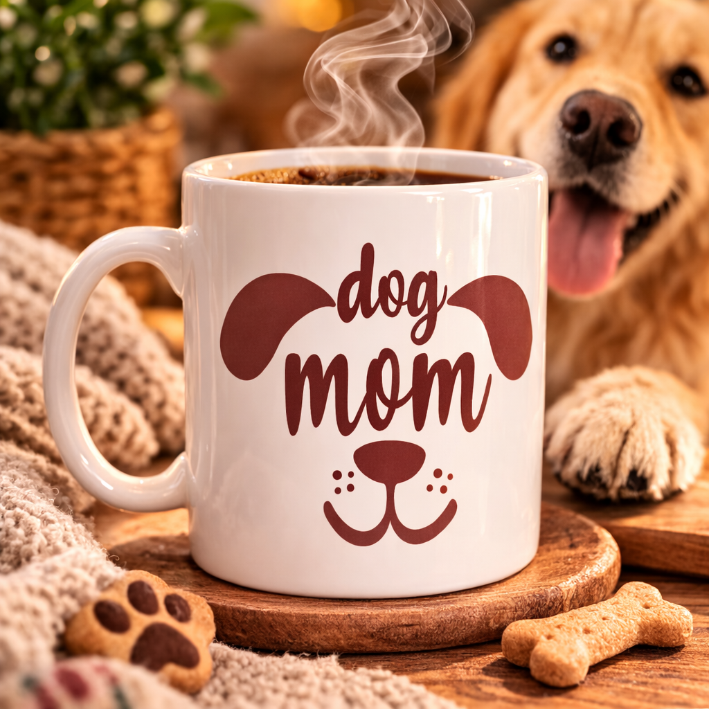 Dog Mom Kupa MODEL 185 – Köpek Annesi Temalı Porselen Kahve Kupası – Köpek Severlere Hediye Kupa