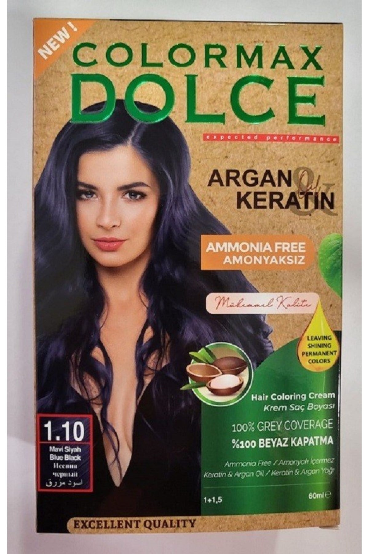 Dolce ARGAN/KERATİN Doğal Set Boya No: 1.10 Mavi Siyah