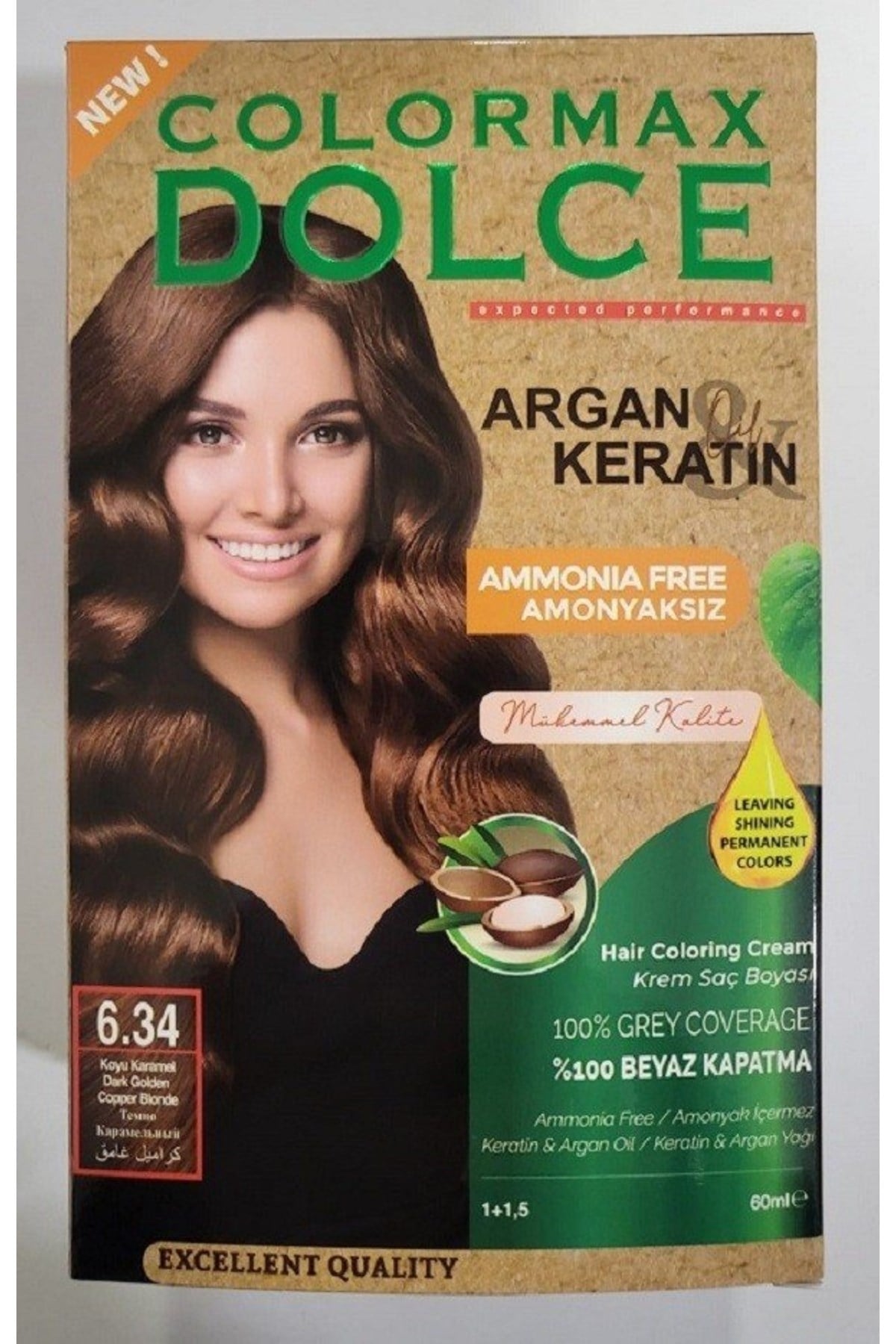 Dolce ARGAN/KERATİN Doğal Set Boya No: 5.35 Ceviz Ağacı Kahvesi