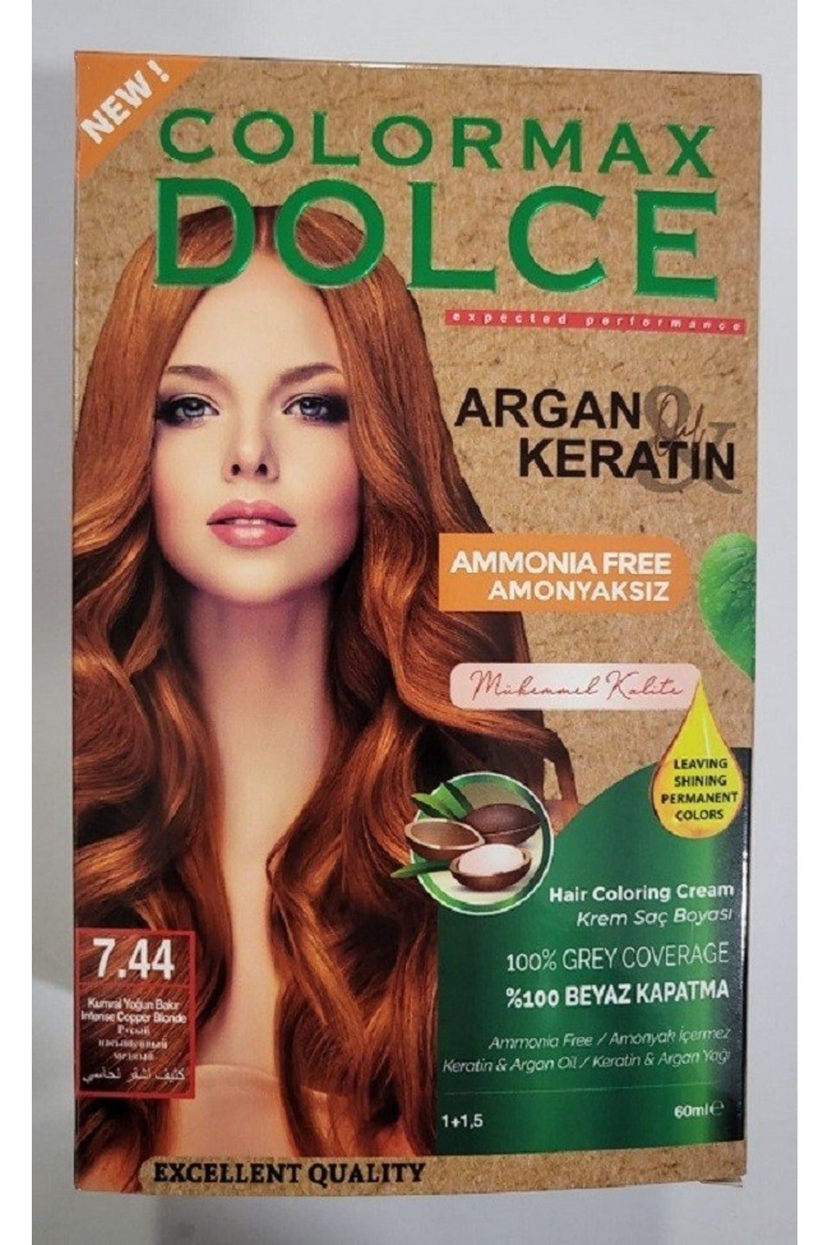 Dolce ARGAN/KERATİN Doğal Set Boya No: 7.44 Kumral Yoğun Bakir