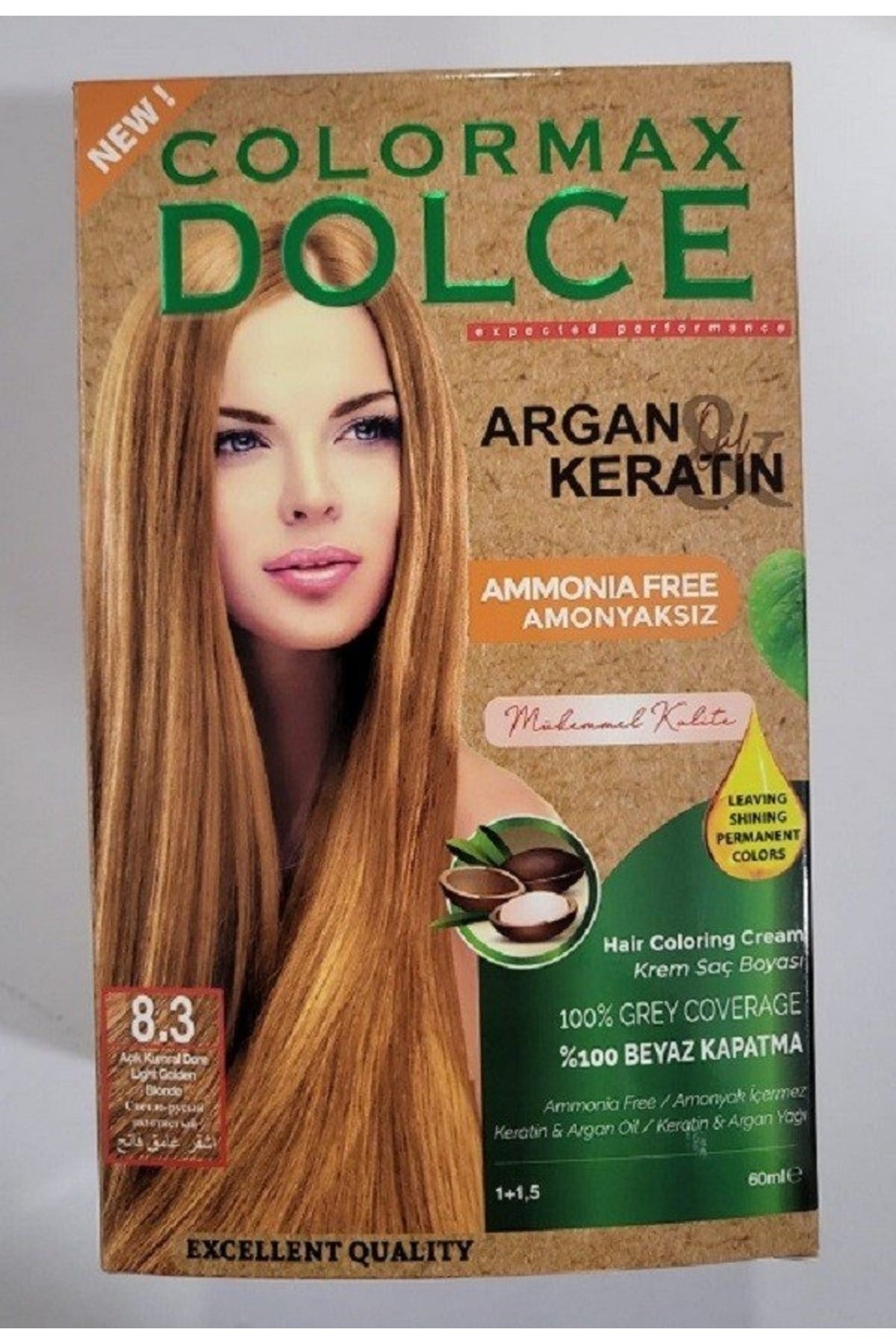Dolce ARGAN/KERATİN Doğal Set Boya No: 8.3 Açık Kumral Dore