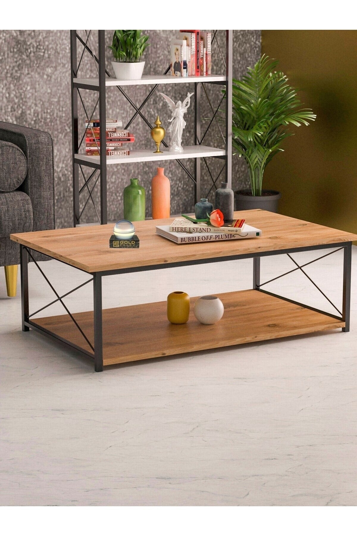 Double Orta Sehpa Ceviz 90x50 cm