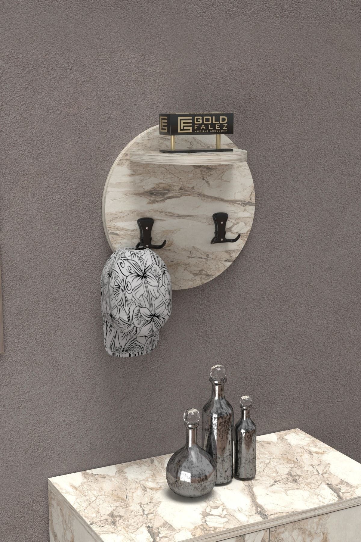 Duvar Askılığı Beyaz Mermer Desen