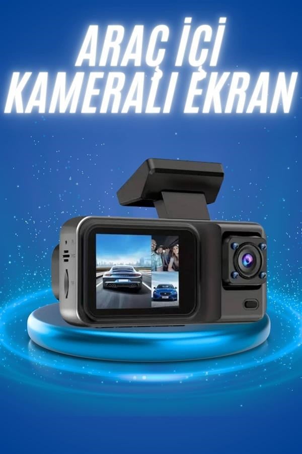Ekranlı Sürüş Kaydedici DVR Ön ve Arka Kameralı Full HD Çözünürlüklü