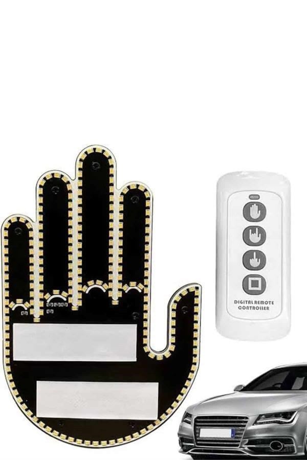 El Orta Parmak Led Kumandalı Araç İçi Reflektör Arka Cam El Simgesi