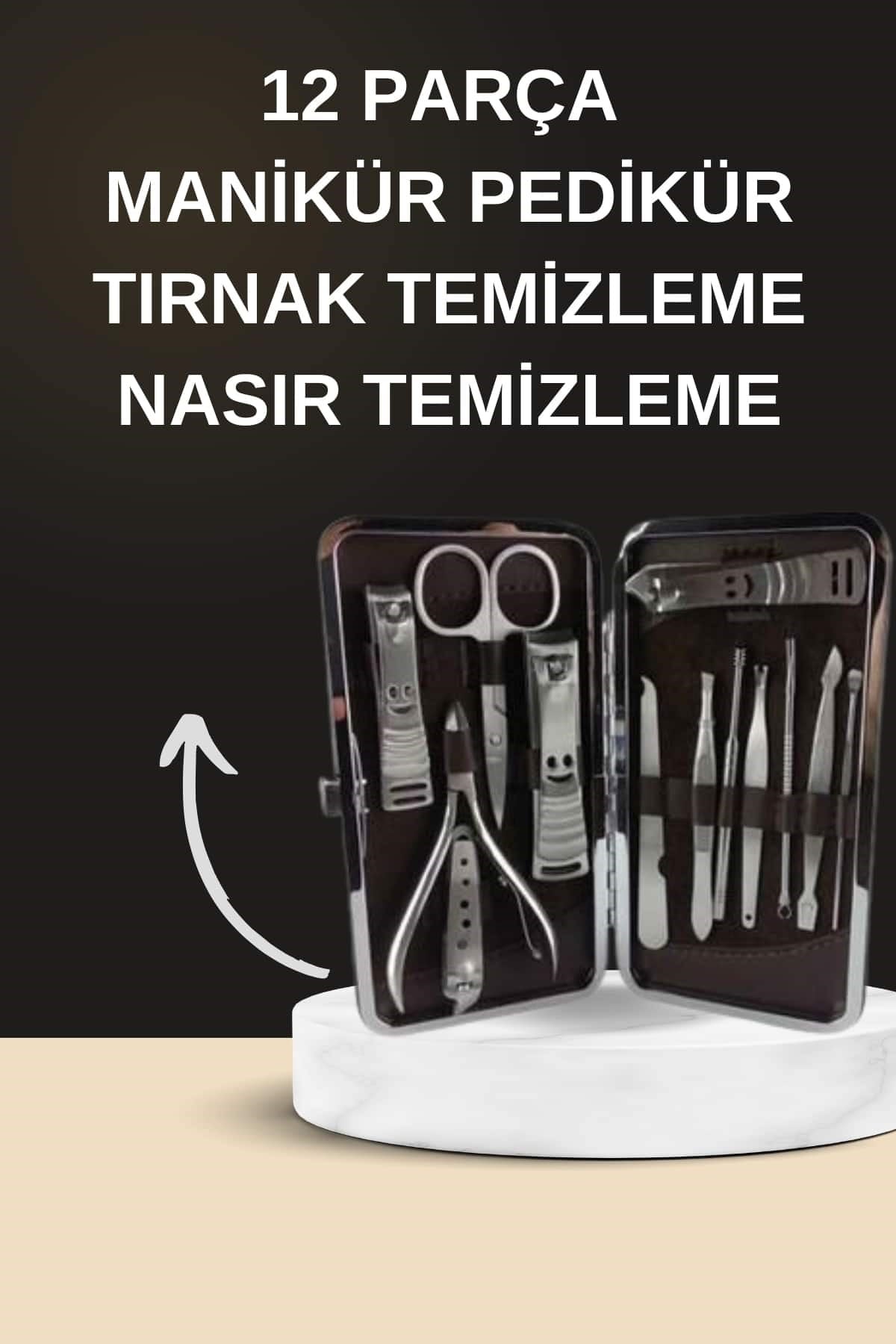 Elektrikli Manikür Pedikür Seti İkili Set 12 Parça Tırnak Bakımı Törpü Protez Çıkarma