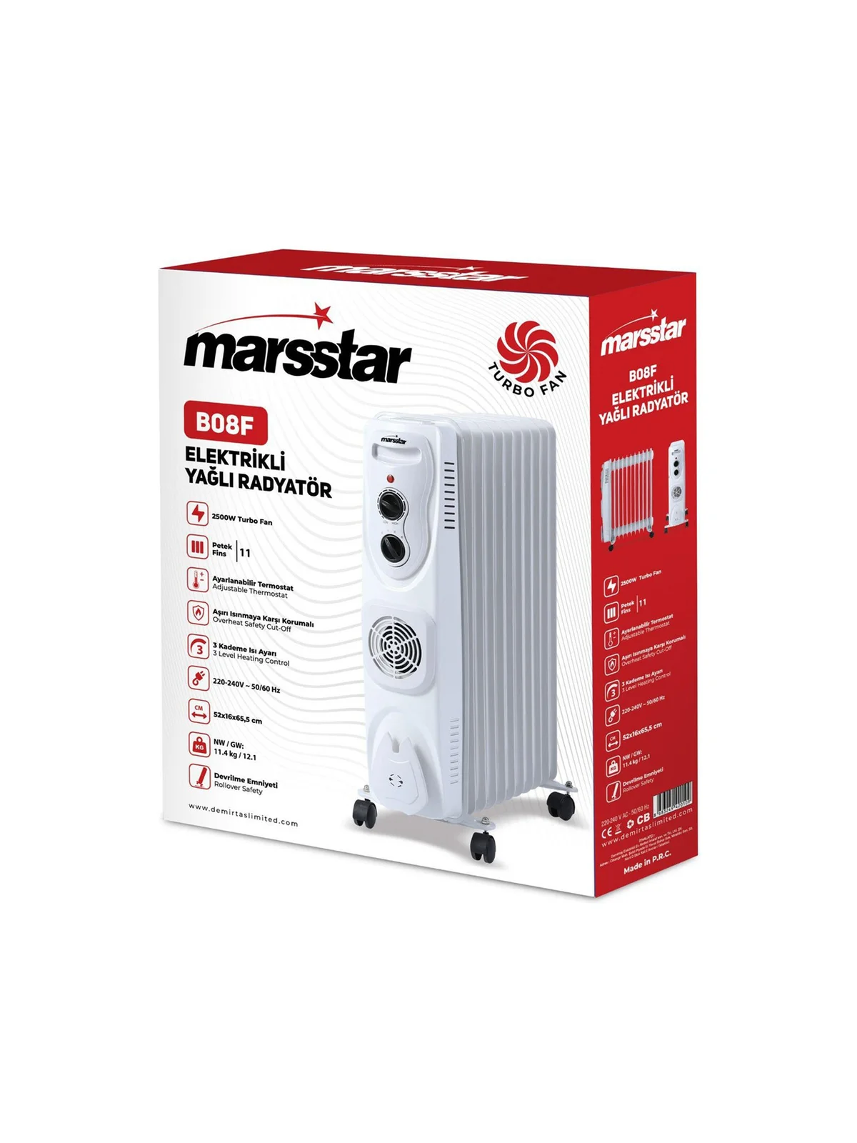 Elektrikli Yağlı Radyatör 2500W B08F