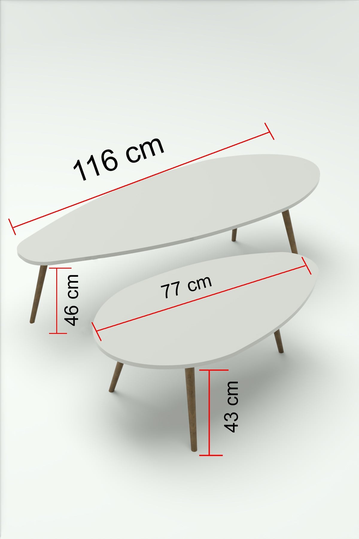 Elips Orta Sehpa Seti Suntalam Beyaz 116x46