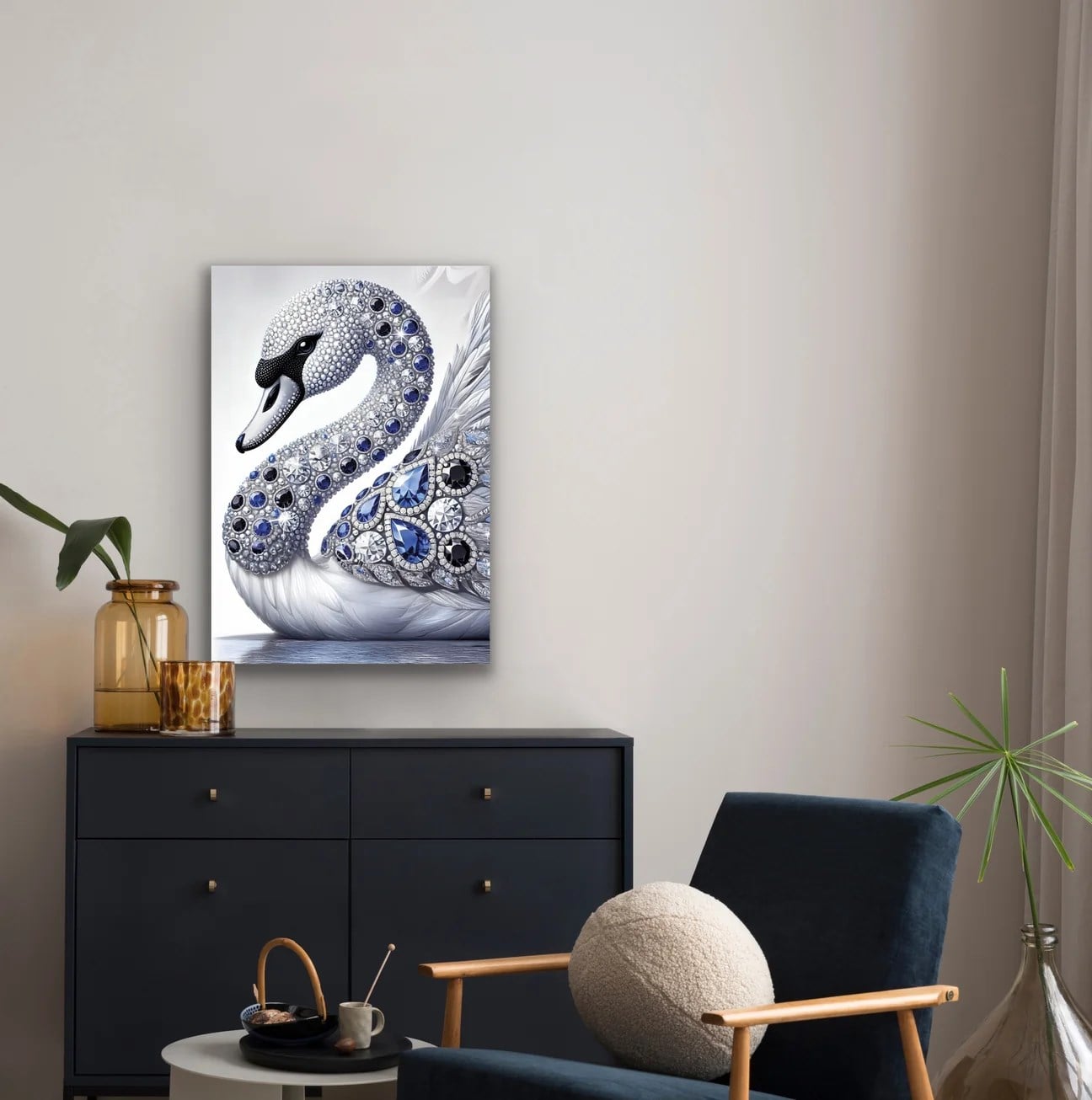 Elmaslı Kuğu Kanvas Tablo 70x100cm
