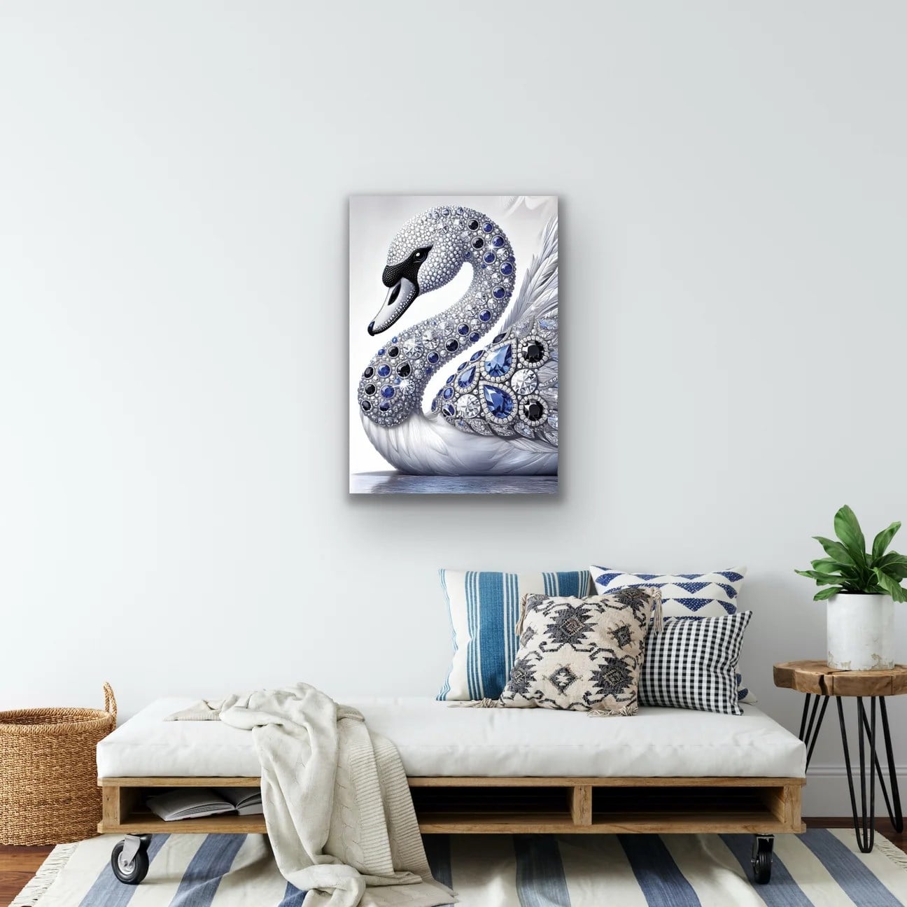Elmaslı Kuğu Kanvas Tablo 70x100cm