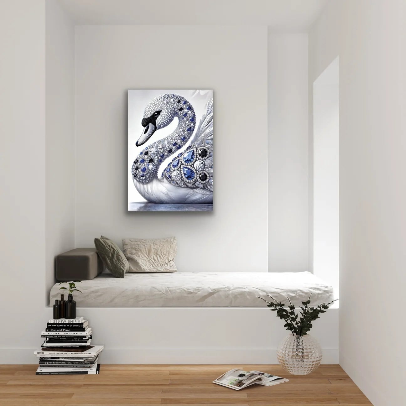 Elmaslı Kuğu Kanvas Tablo 70x100cm