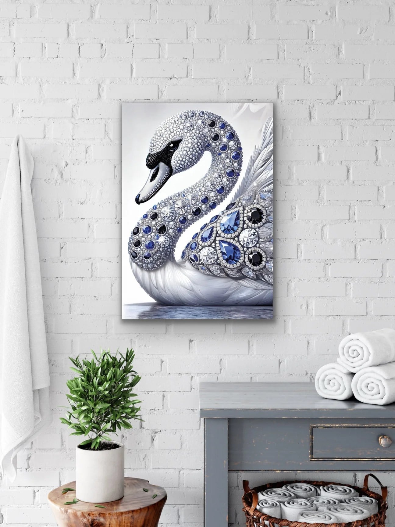 Elmaslı Kuğu Kanvas Tablo 70x100cm