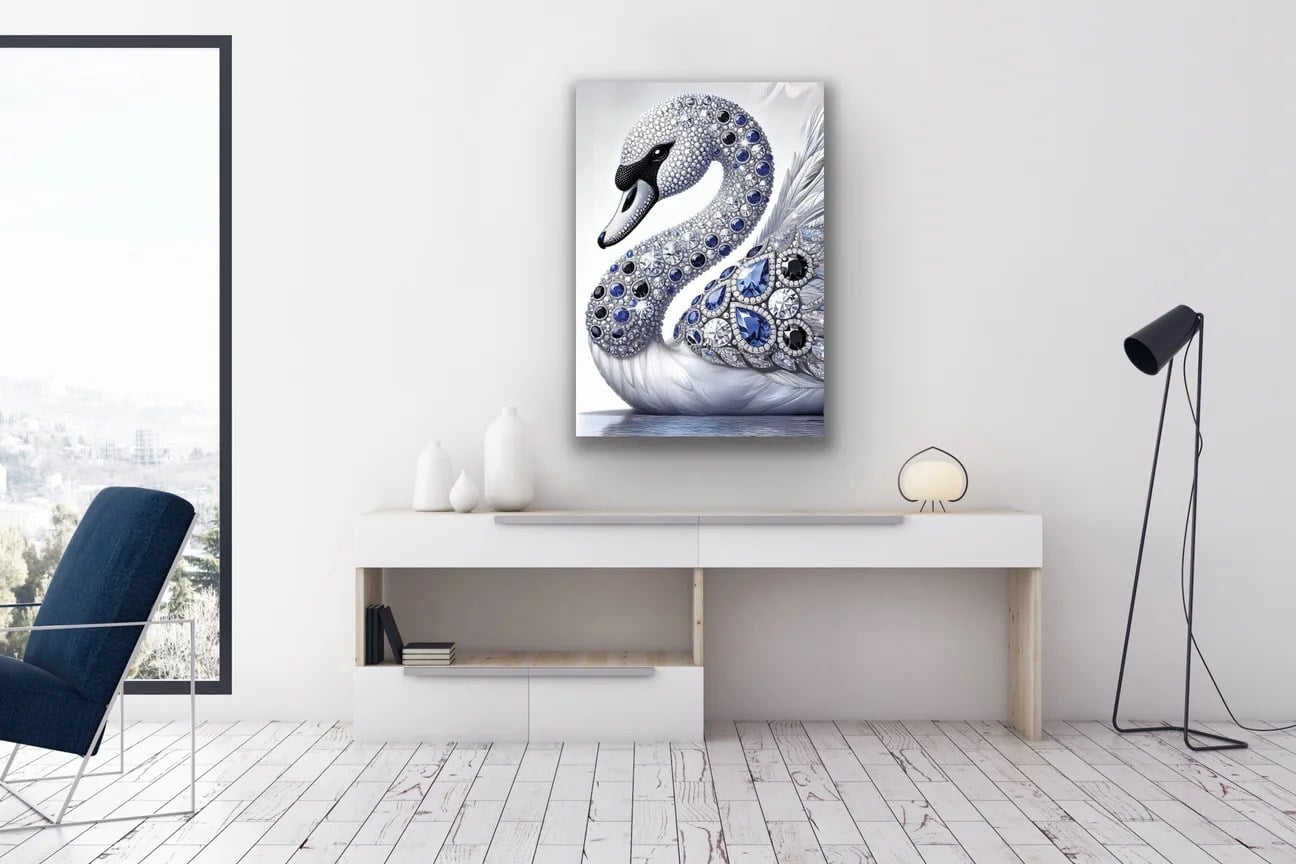 Elmaslı Kuğu Kanvas Tablo 70x100cm