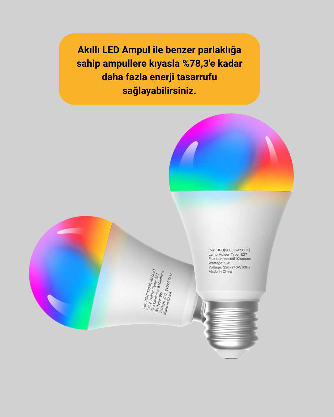 Enerji Verimli Akıllı LED Ampul, Uzaktan Kontrol Özellikli