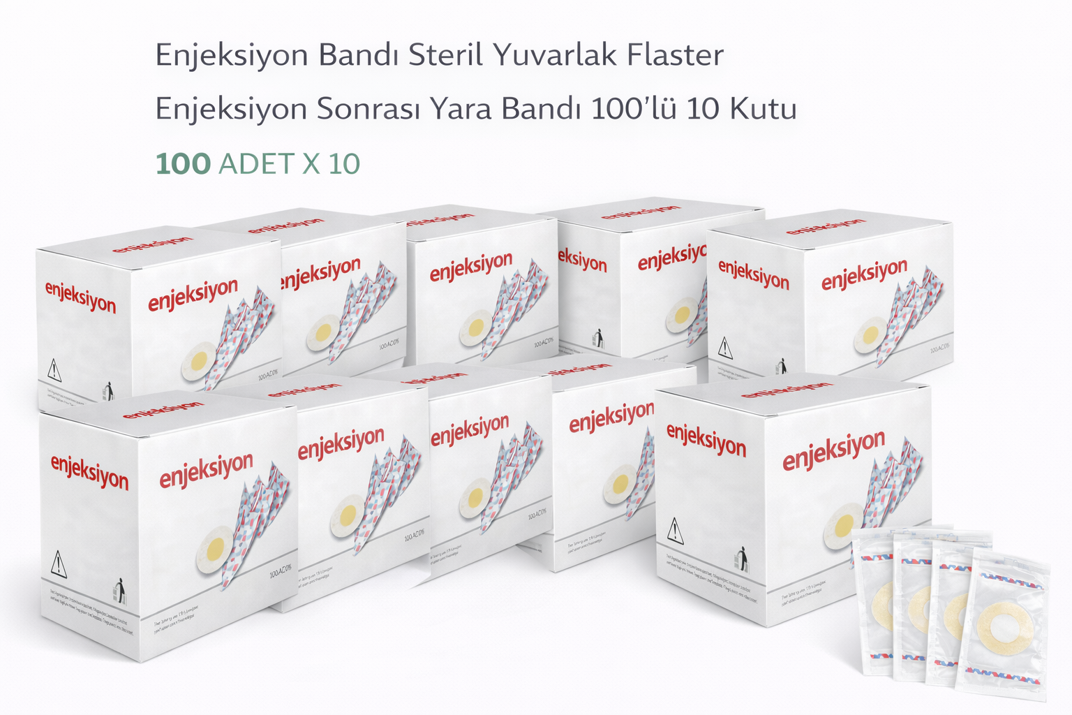 Enjeksiyon Bandı Steril Yuvarlak Flaster Enjeksiyon Sonrası Yara Bandı 100’lü 10 Kutu