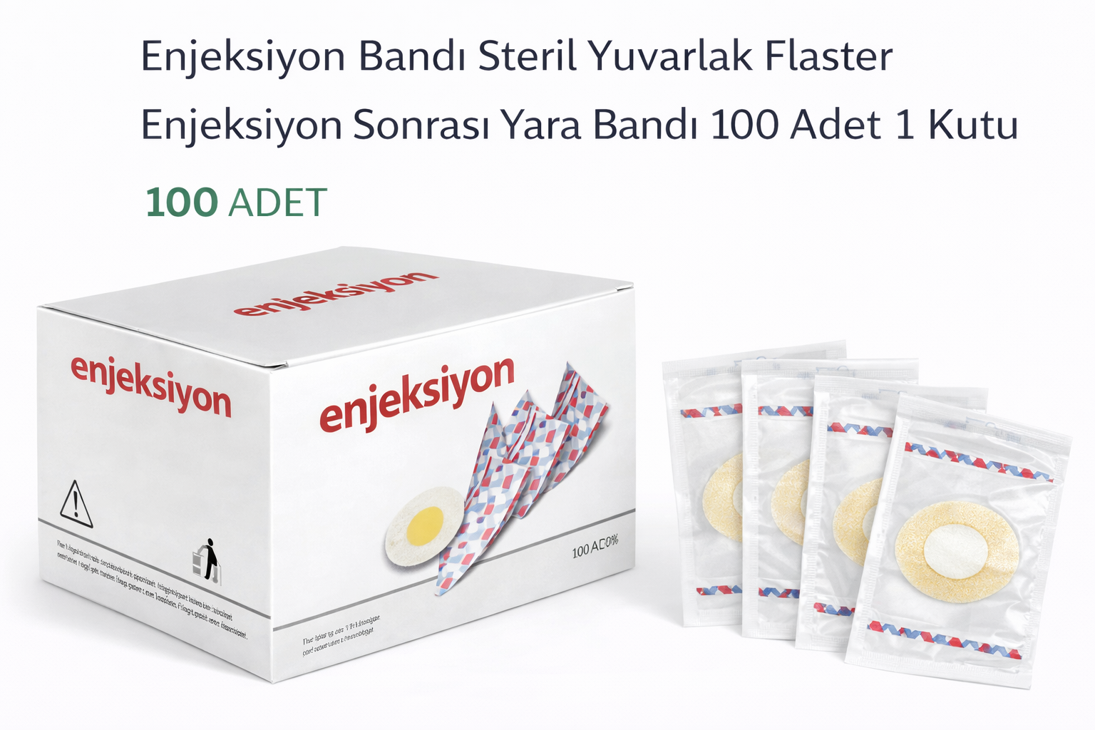 Enjeksiyon Bandı Steril Yuvarlak Flaster Enjeksiyon Sonrası Yara Bandı 100 Adet 1 Kutu