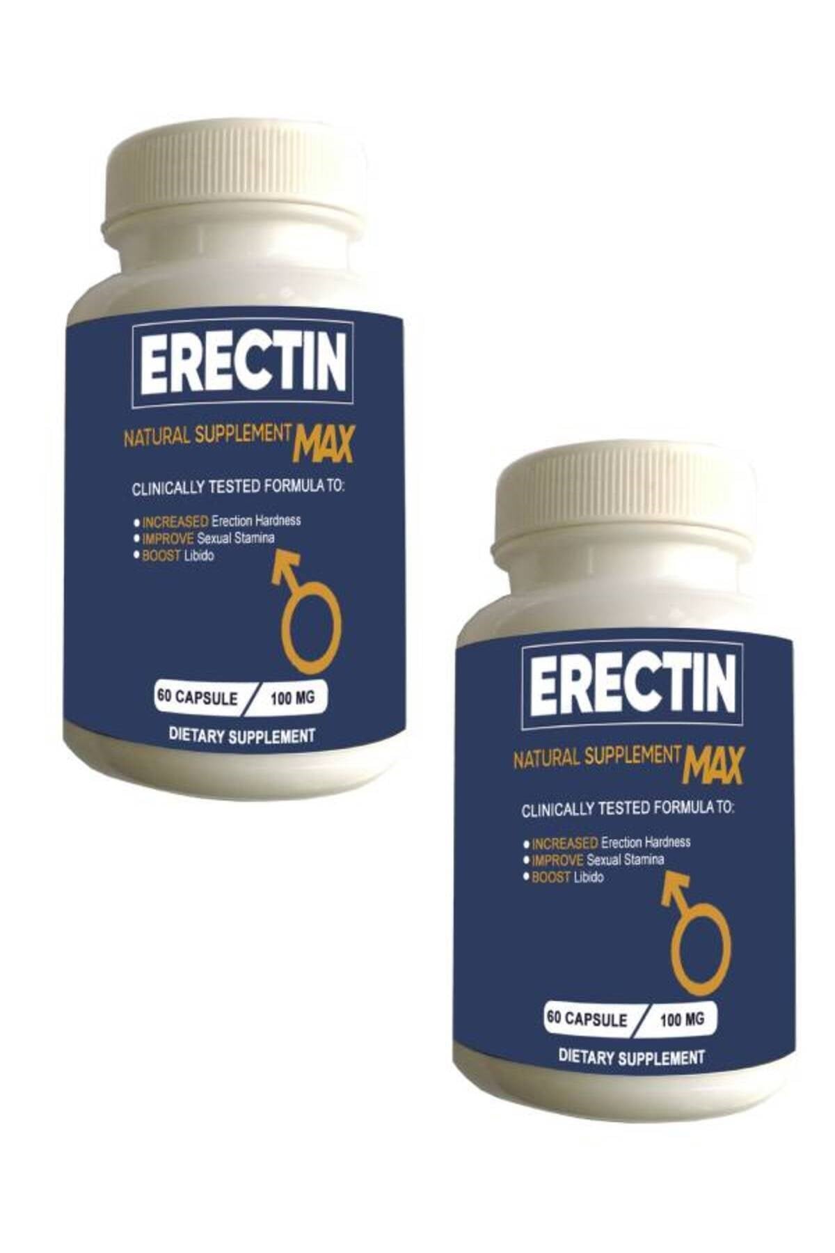 Erectin Max Erkeklere Özel Geliştirme 60'lı Destekleyici x 2 adet+Lustra Masaj Yağı ile 30 ml