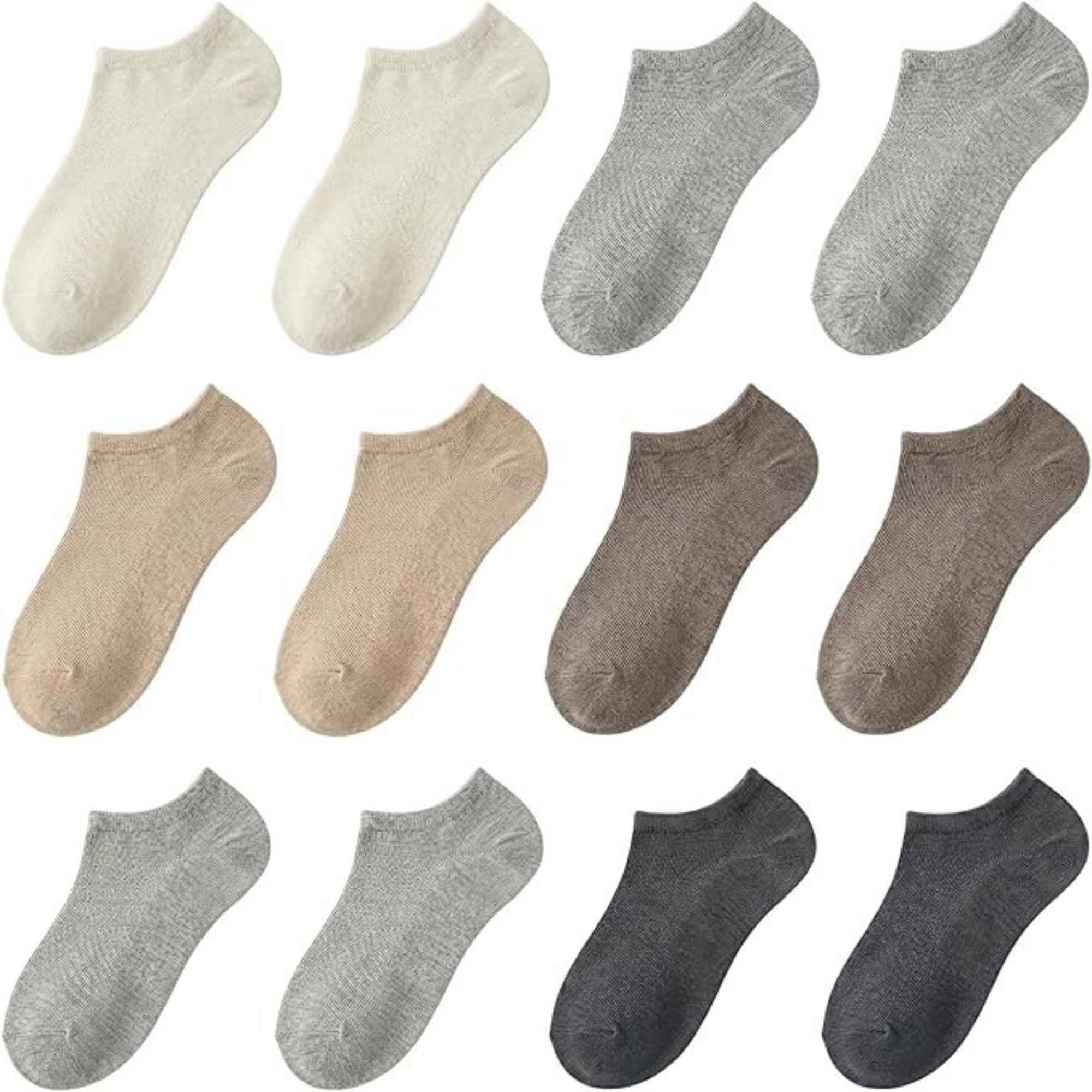 Erkek Görünmez Çorap 12'li Set, Babet Kesim, Yumuşak ve Esnek Yapı, Krem, Açık Gri, Bej, Vizon, Antrasit, Füme