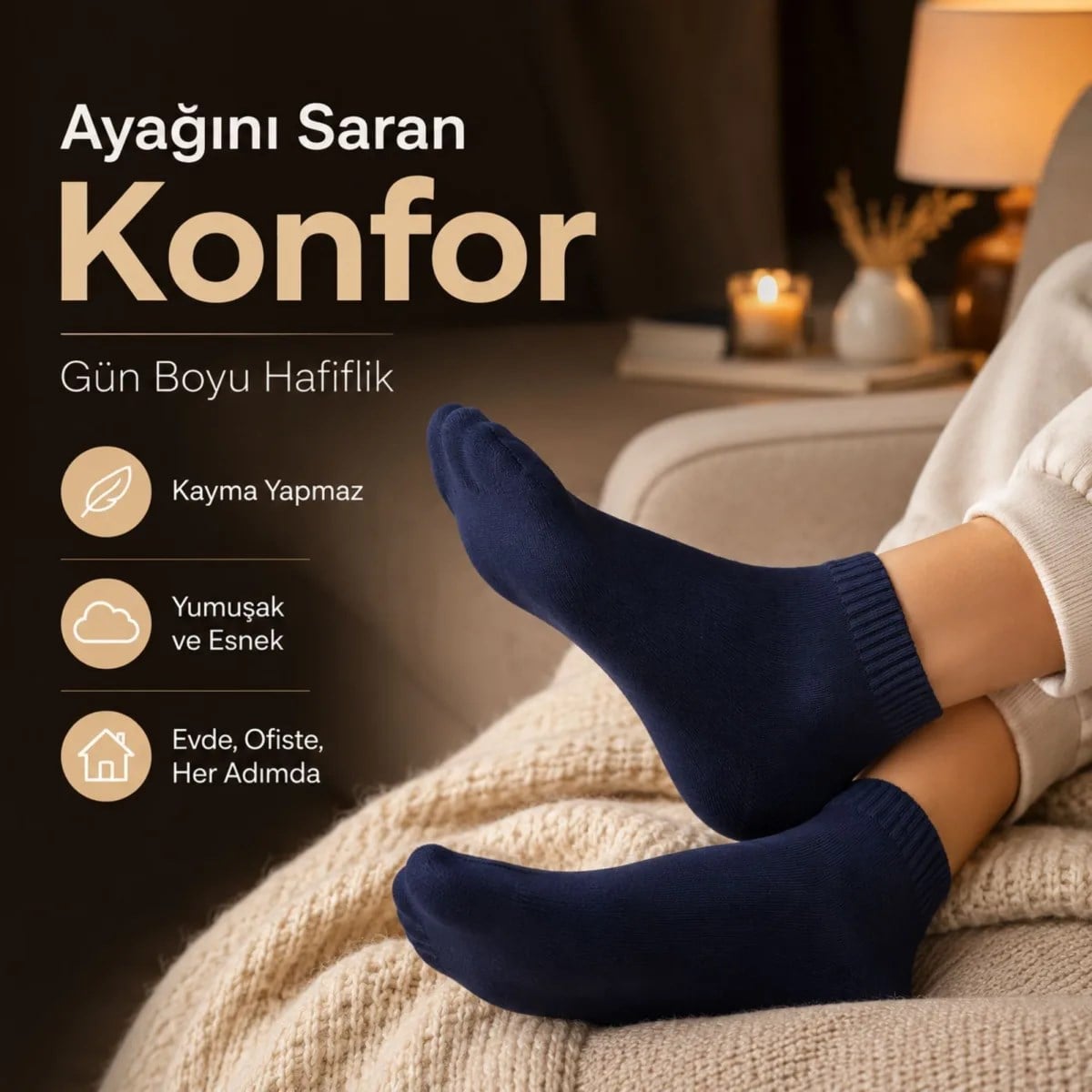 Erkek Kısa Konç 12'li Bambu Çorap 39-44 Dikişsiz Burun Nefes Alan Yumuşak Günlük Patik Çorap