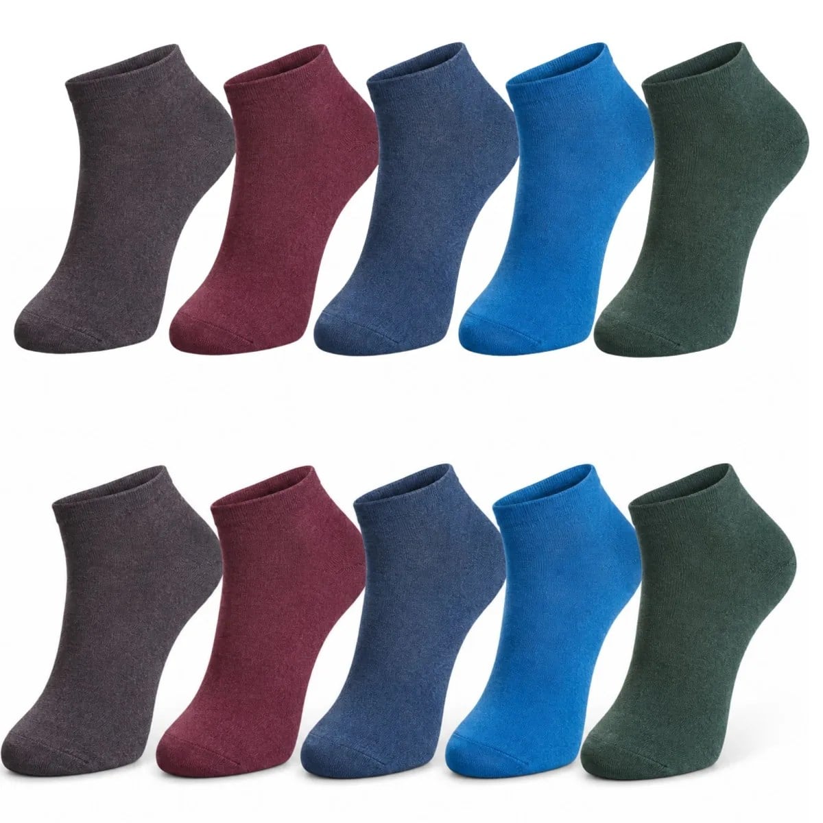 Erkek Pamuklu Patik Çorap 10'lu Paket 39-44 | Dikişsiz Burun, Koku Karşıtı, Nefes Alan Kısa Konç Sneaker Çorabı