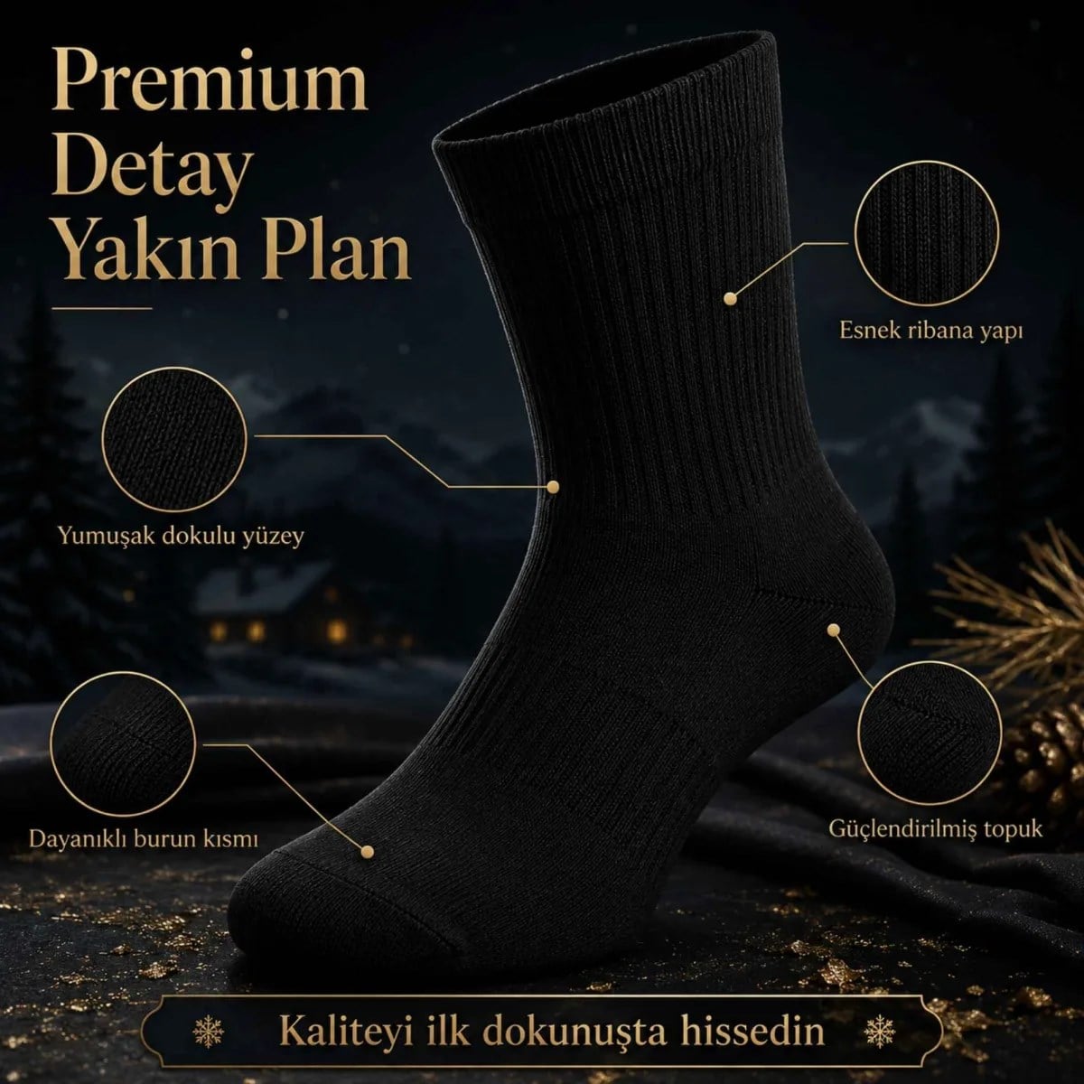 Erkek Siyah 6'lı Kışlık Uzun Termal Havlu Çorap | Dikişsiz, Esnek, Sıcak Tutan, Güçlendirilmiş Topuk ve Burun