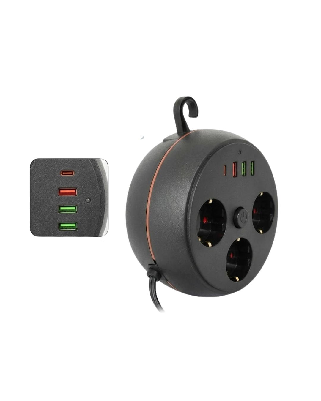 Ev Ofis İçin Çoklu Priz 3 Priz 3 USB Type C Güvenli Enerji Yönetimi