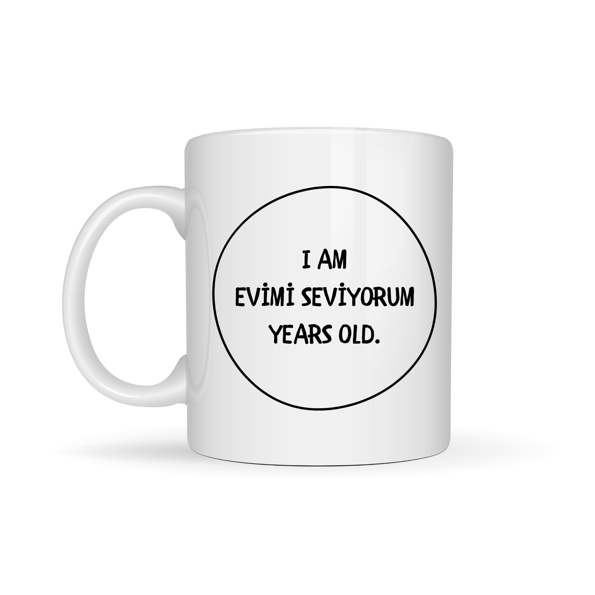 Evimi Seviyorum Yazılı Kupa Model 241 Minimal Tasarım Seramik Kahve Kupası Kişiye Özel Mesajlı Bardak