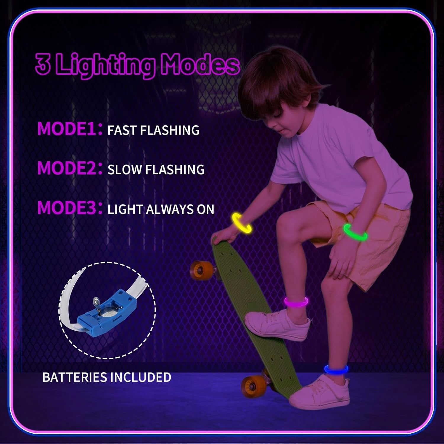 Festival & Parti LED Bileklik Baskı Yapılabilir 3 Farklı Mod Işıklı 1 Adet