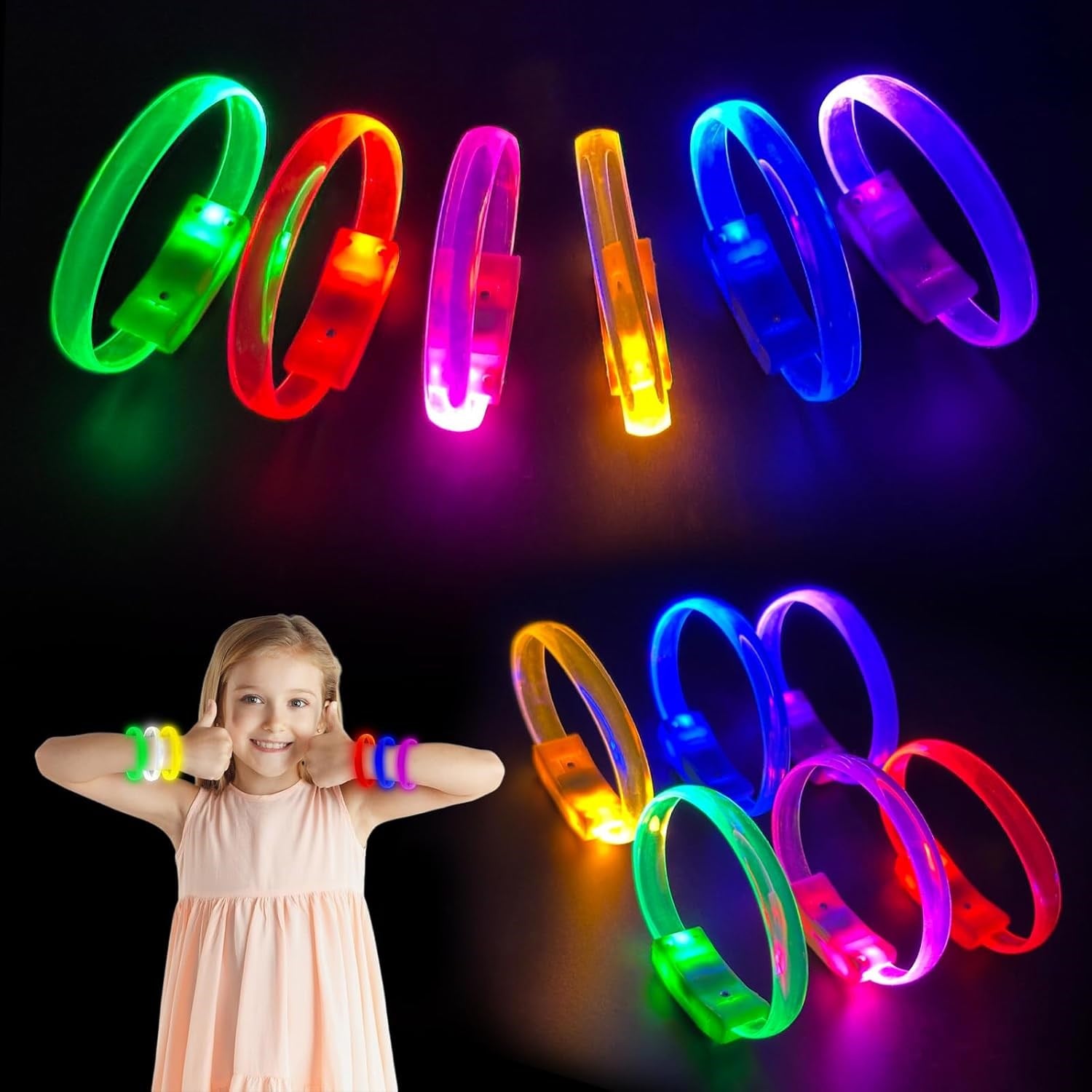Festival & Parti LED Bileklik Baskı Yapılabilir 3 Farklı Mod Işıklı 1 Adet