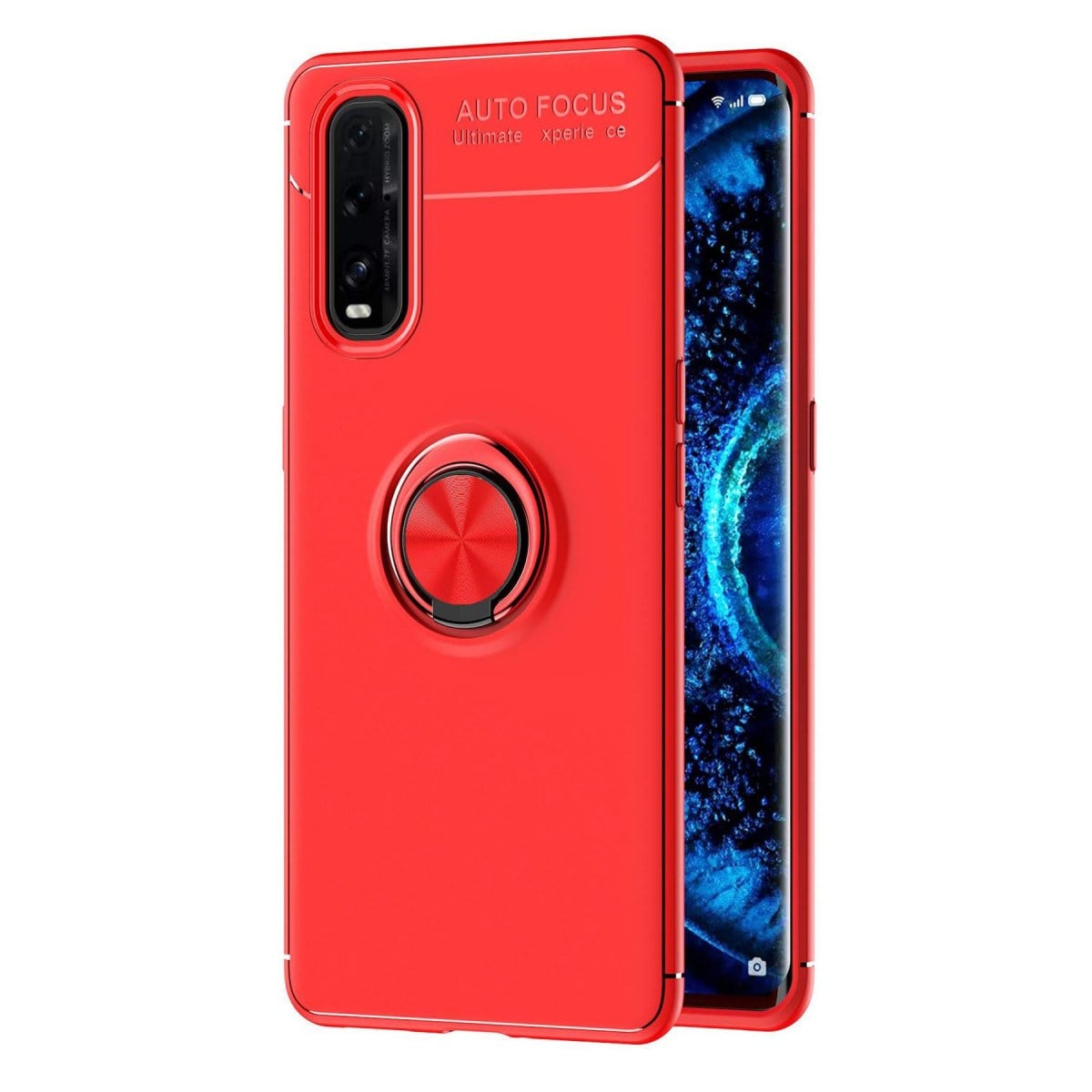 Find X2 Kılıf Range Yüzüklü Silikon - Kırmızı