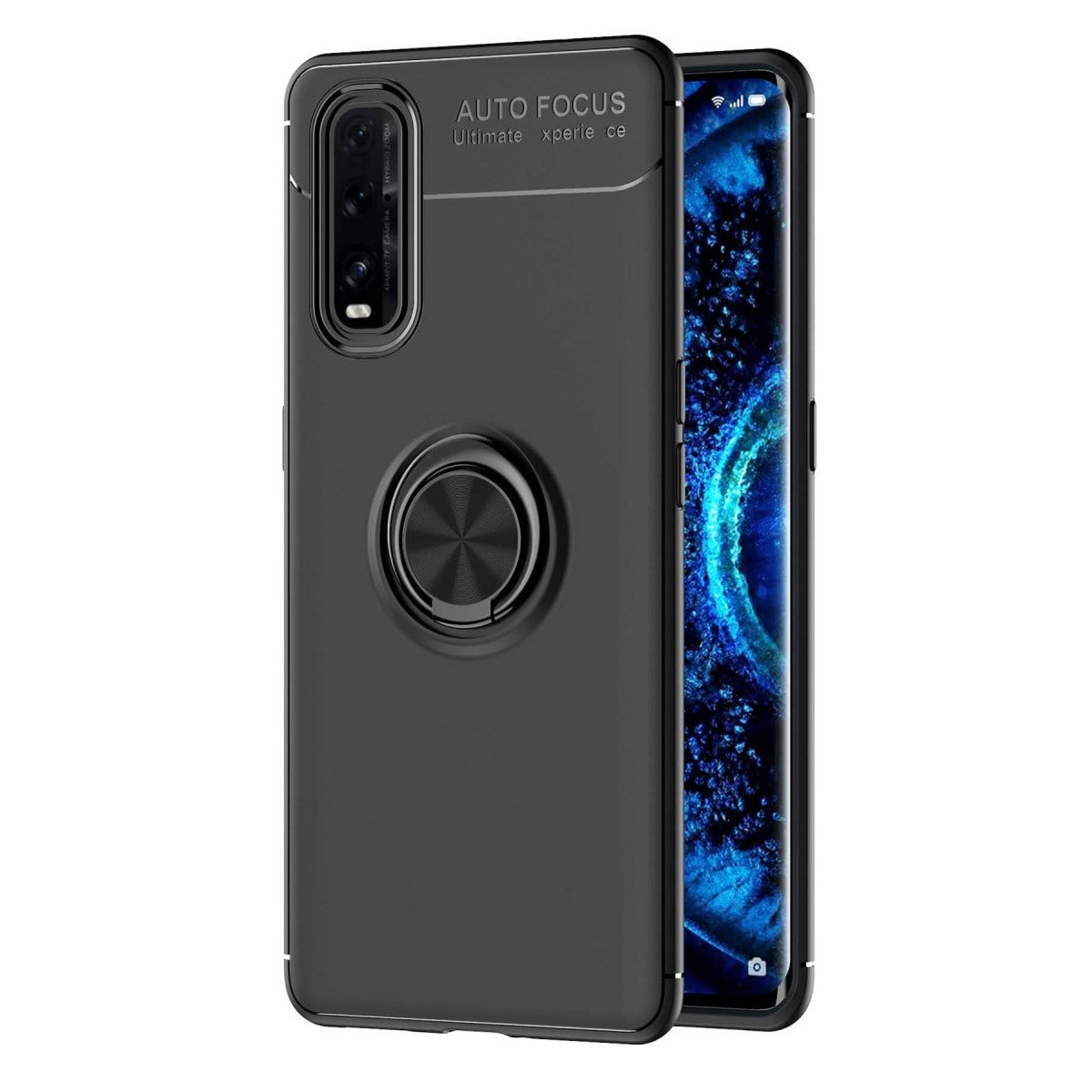 Find X2 Kılıf Range Yüzüklü Silikon - Siyah