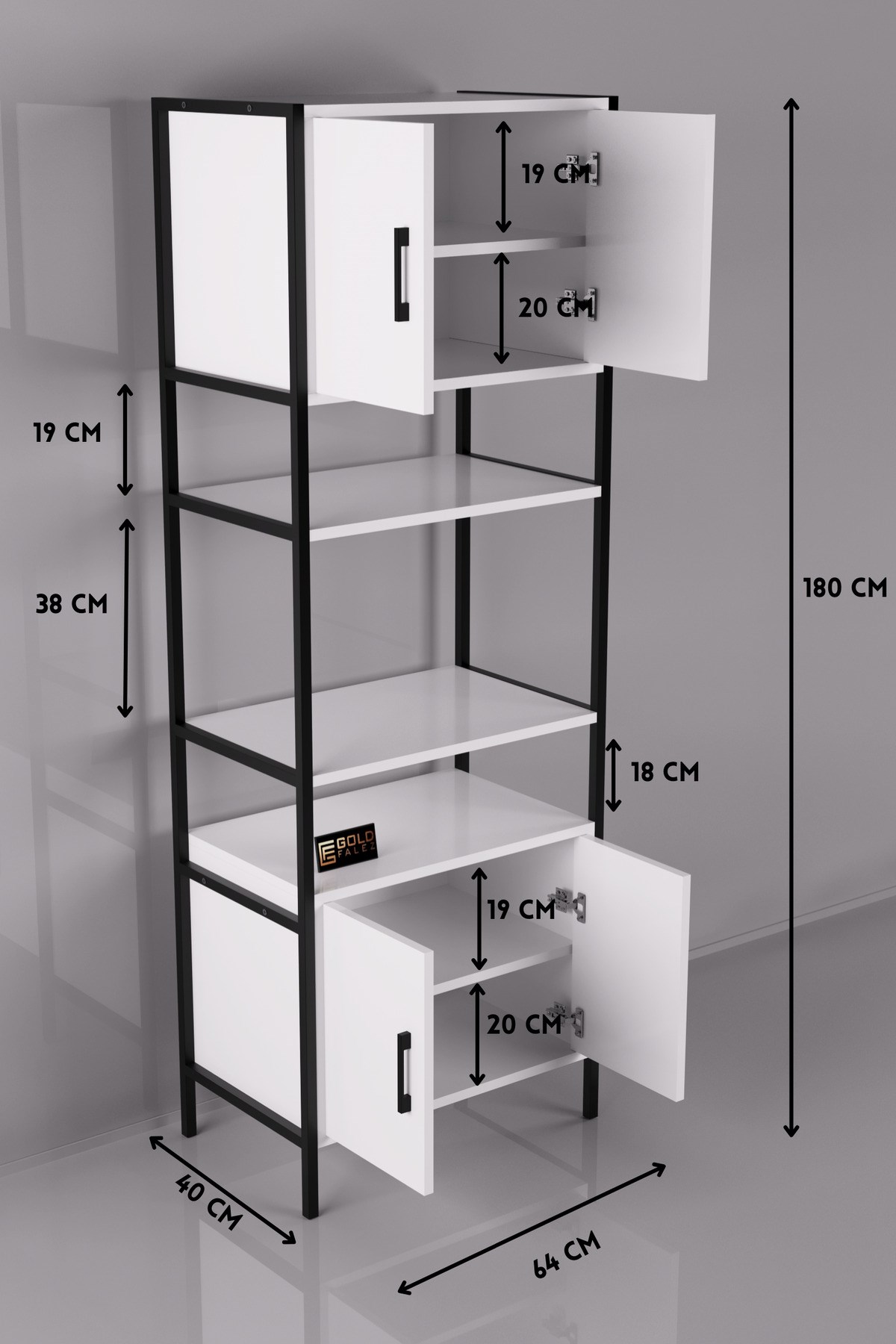 Fırın Dolabı Metal Ayaklı Beyaz 64 cm