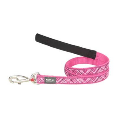 Flanno Desenli Pembe Köpek Uzatma Tasması Large 25 Mm 1,2 Mt