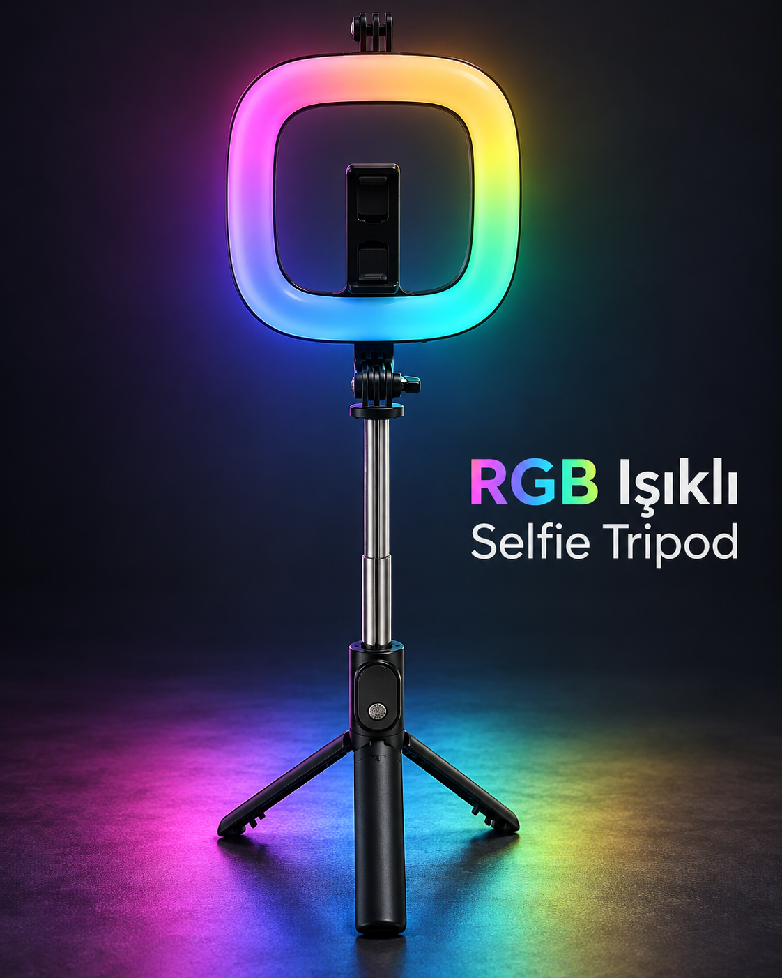 Fotoğraf ve Video Çekimi İçin RGB Halka Işık Bluetooth Kumandalı Telefon Tripodu